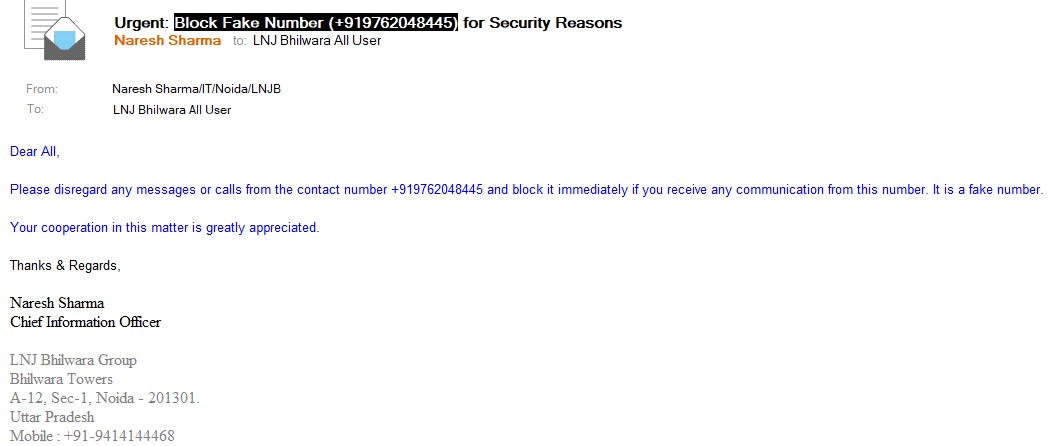 Block Fake Number (+919762048445)